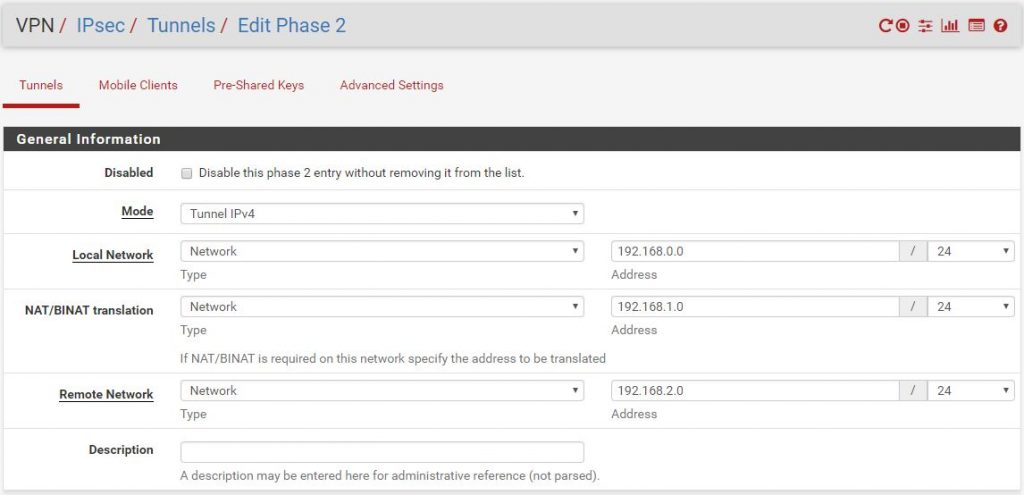 站点1的pfSense Phase2 NAT配置