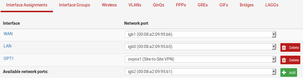 分配 OpenVPN 接口为 OPT 接口