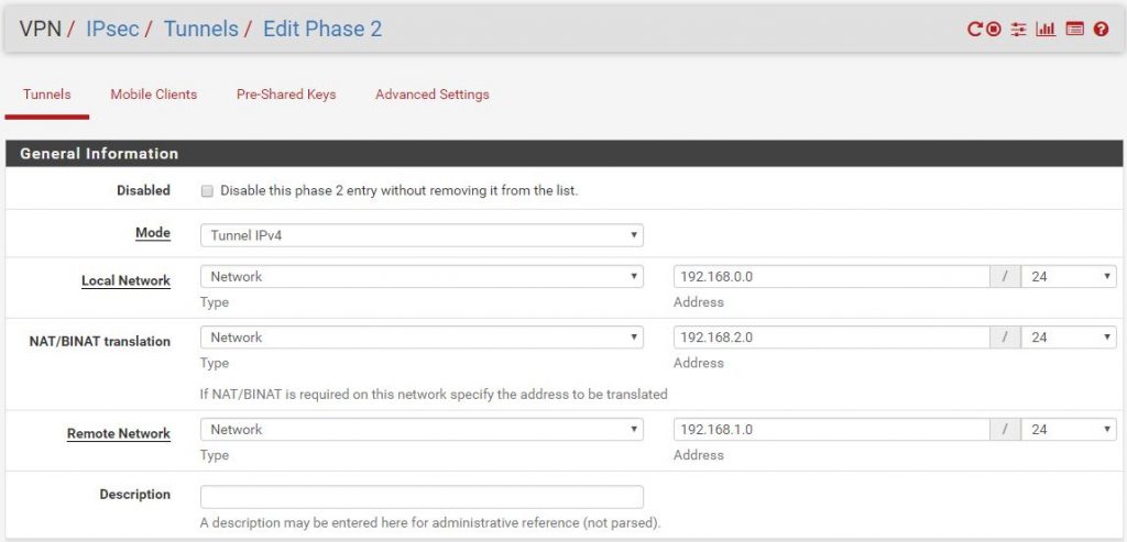 站点2的pfSense Phase2 NAT配置