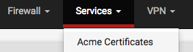Acme Certificates菜单