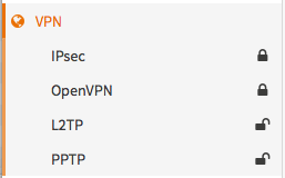 OPNsense VPN 选项截图