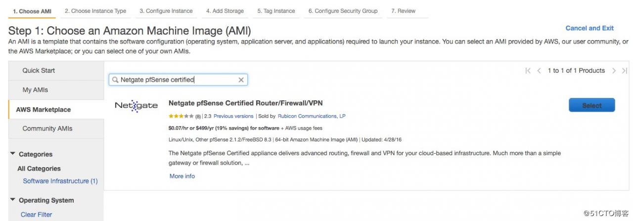 选择 Netgate pfSense 设备