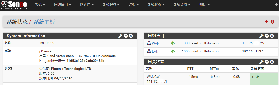 系统面板状态概览
