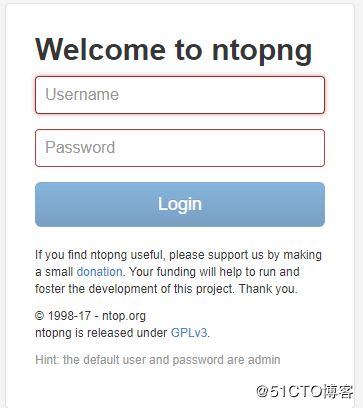 ntopng 登录页面