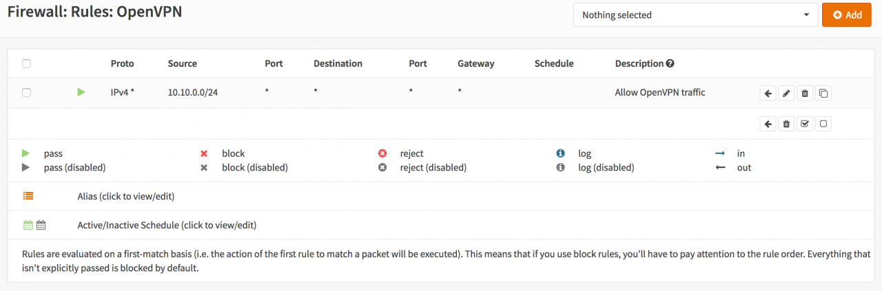 OpenVPN 接口防火墙规则