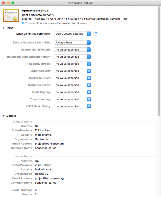 OSX 信任设置