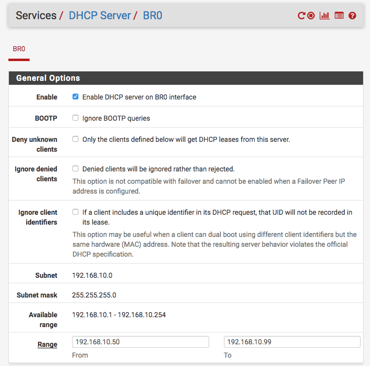Setup Bridge DHCP Server
