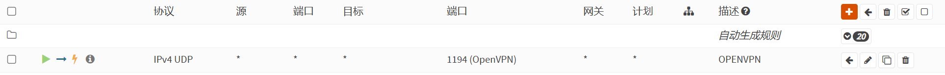 WAN防火墙规则放行OpenVPN端口