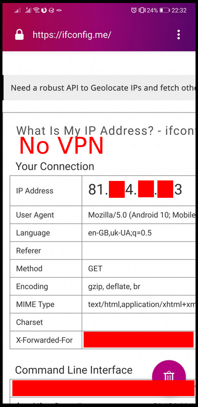 手机测试 ifconfig.me