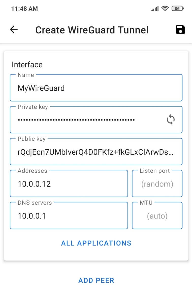 Android 设备上的 WireGuard 客户端配置