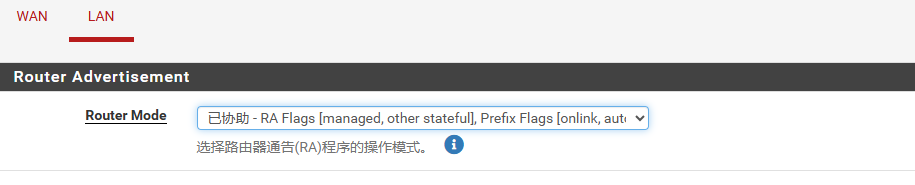 开启LAN接口RA或DHCPv6服务设置