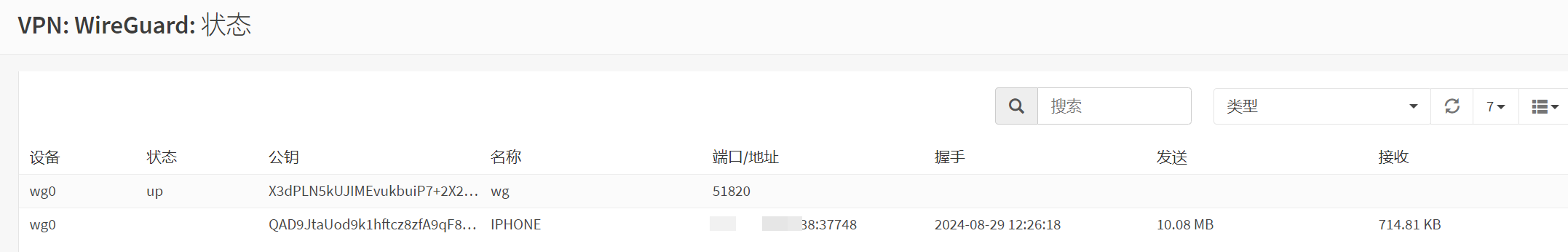 WireGuard状态页面