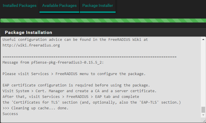 确认安装 FreeRADIUS3