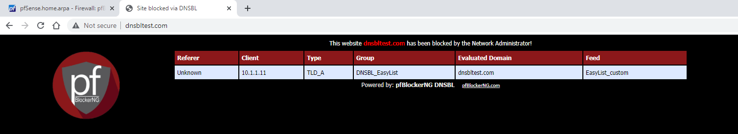 DNSBL 阻止 pfBlockerNG 的登陆页面