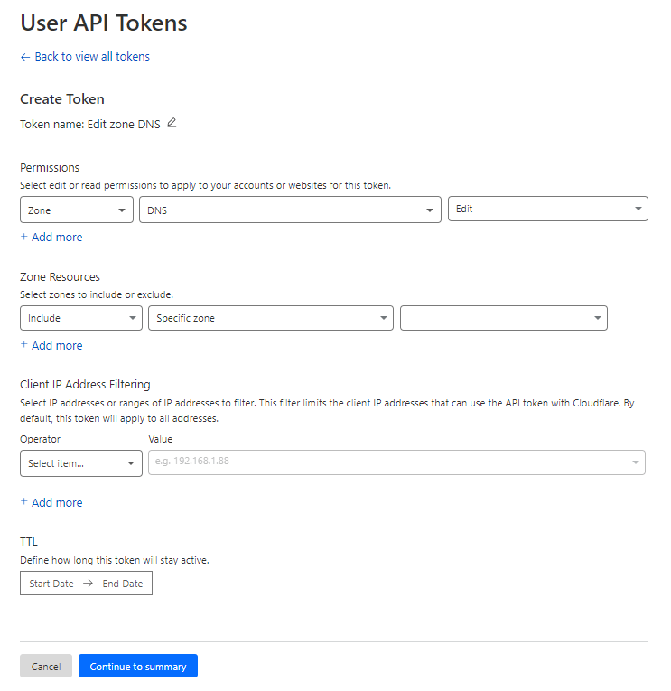 在 Cloudflare 上创建 API 令牌