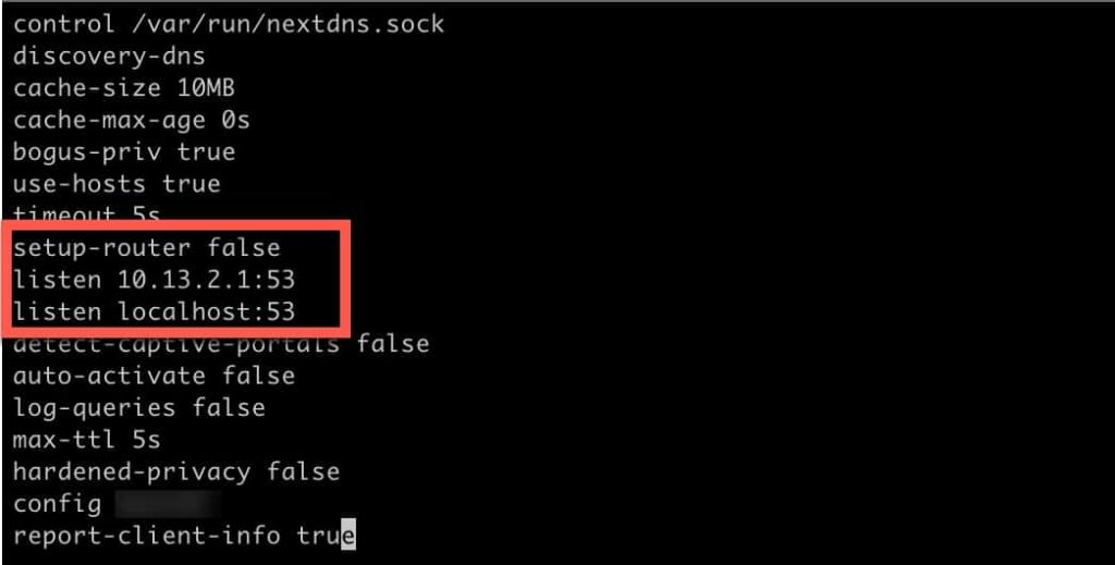 编辑 nextdns.conf 文件