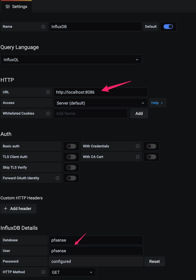 配置 InfluxDB 数据源