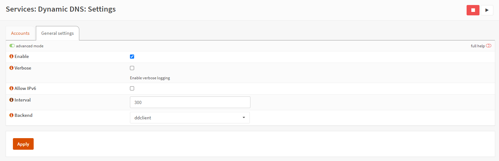 OPNsense 动态 DNS 常规设置