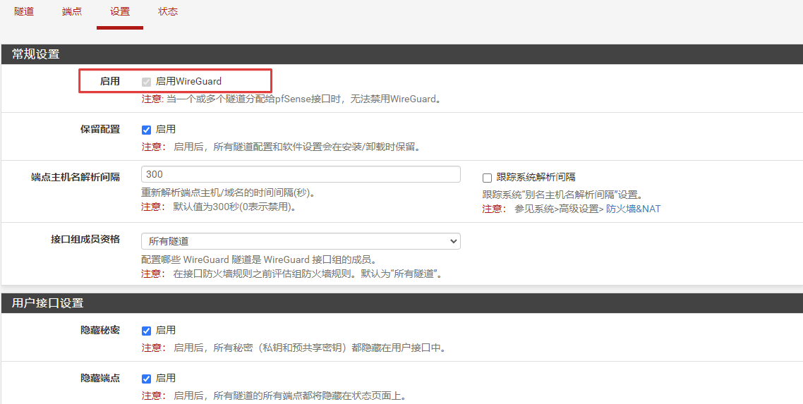 启用 WireGuard 服务