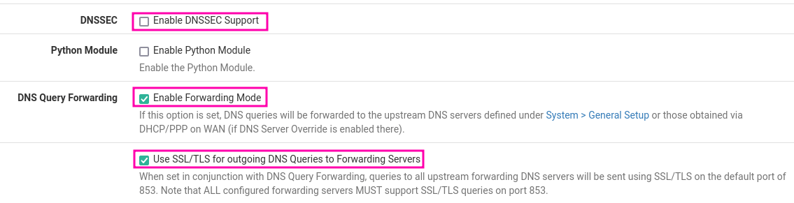 pfSense DNS解析设置界面