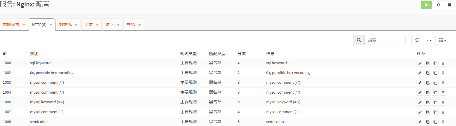 Naxsi WAF 规则下载完成 - 规则列表
