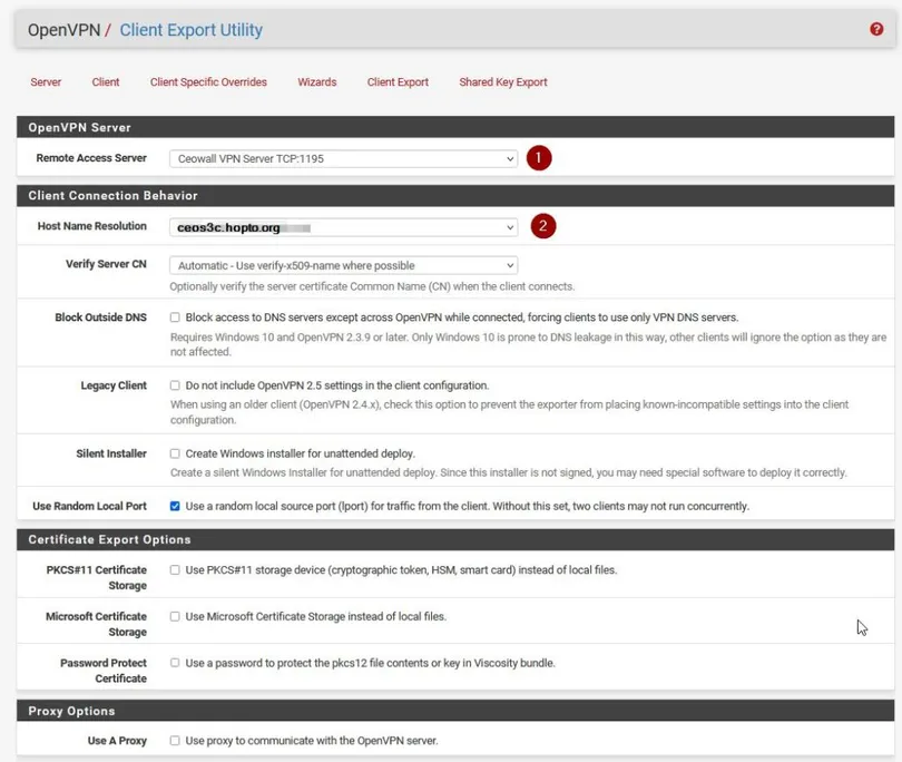 pfSense OpenVPN 客户端导出