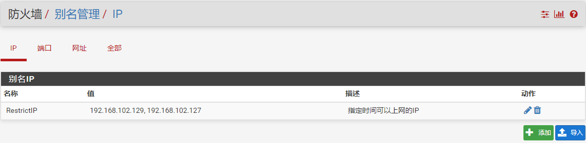 别名列表