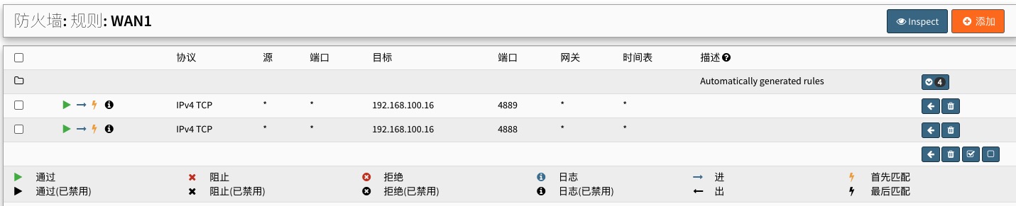 WAN1接口自动生成的防火墙规则