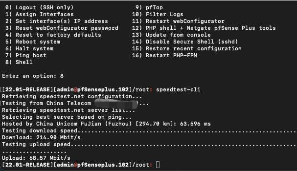 终端环境下运行 speedtest-cli