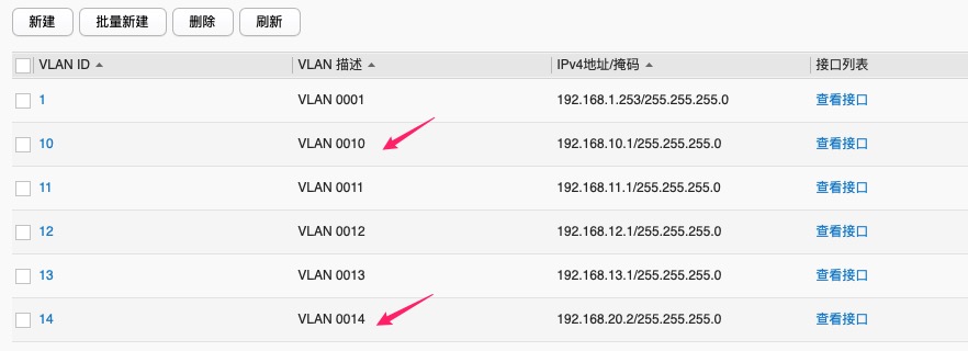 交换机VLAN划分界面