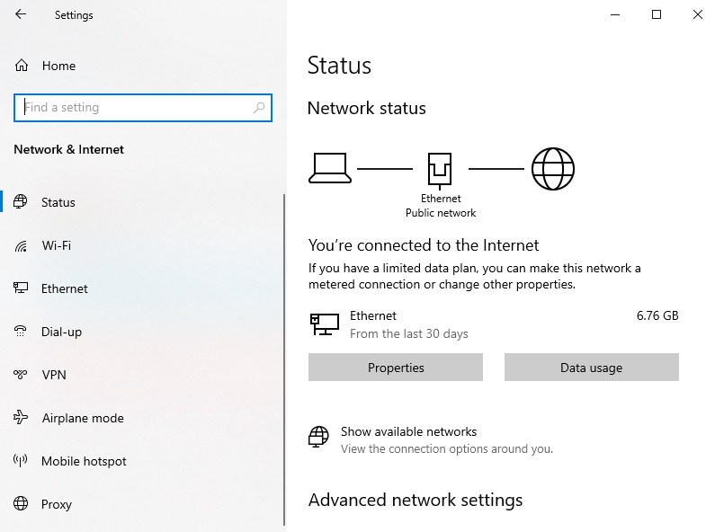 在 Windows 10 客户端中访问代理服务器设置