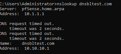 nslookup 查询结果显示 DNSBL VIP