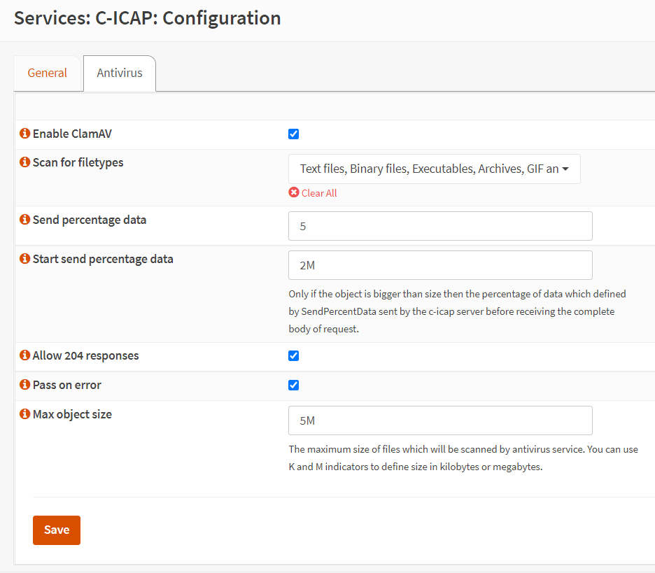 在 OPNsense 中配置 C-ICAP 防病毒设置