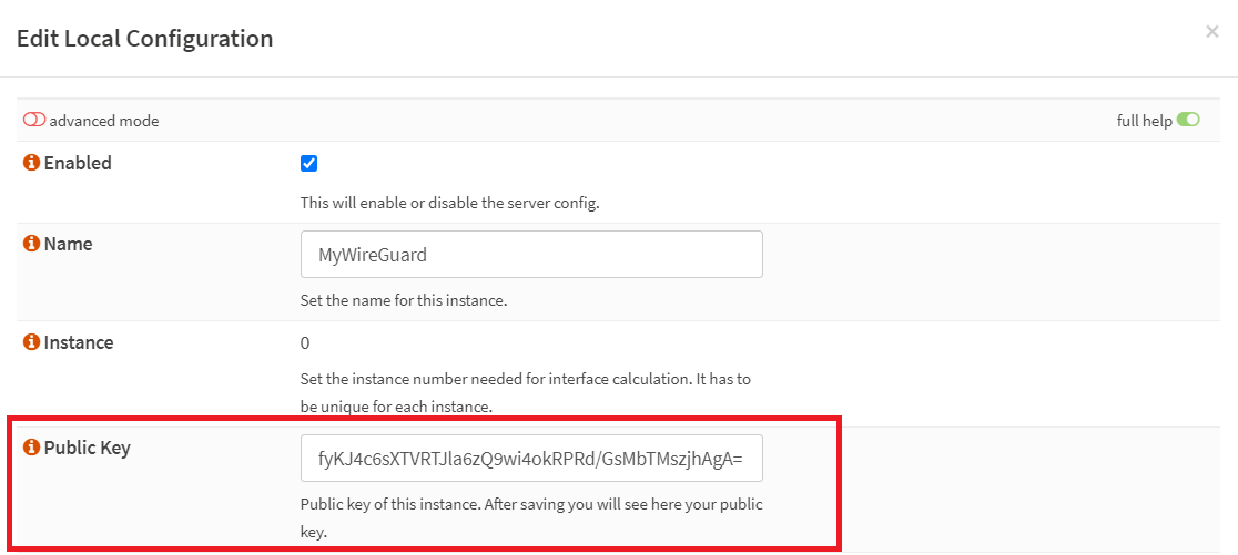 查看 WireGuard VPN 服务器的“公钥”