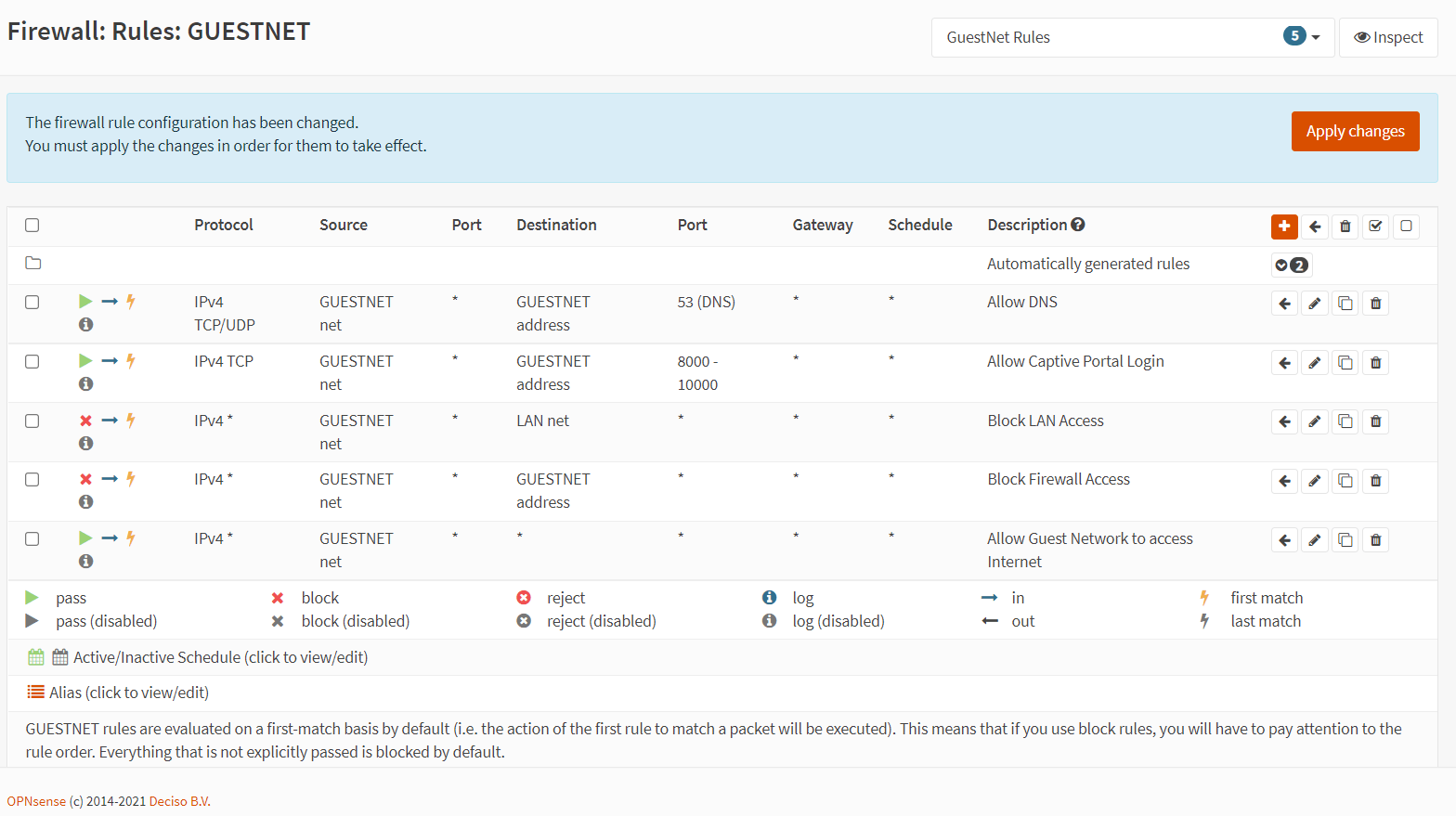 OPNsense 上 GuestNet 的防火墙规则 OPNsense 上 GuestNet 的防火墙规则