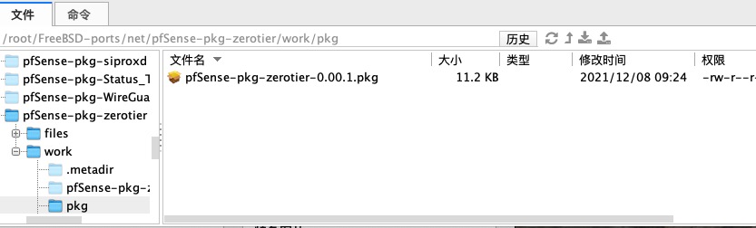 编译完成的 pfSense-pkg-zerotier 软件包文件