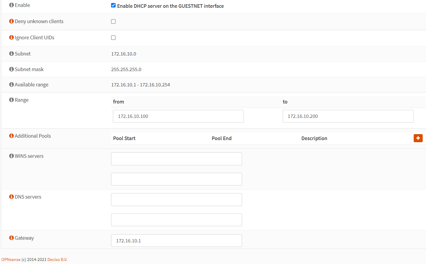 OPNsense 上的 DCHP 配置 OPNsense 上的 DCHP 配置