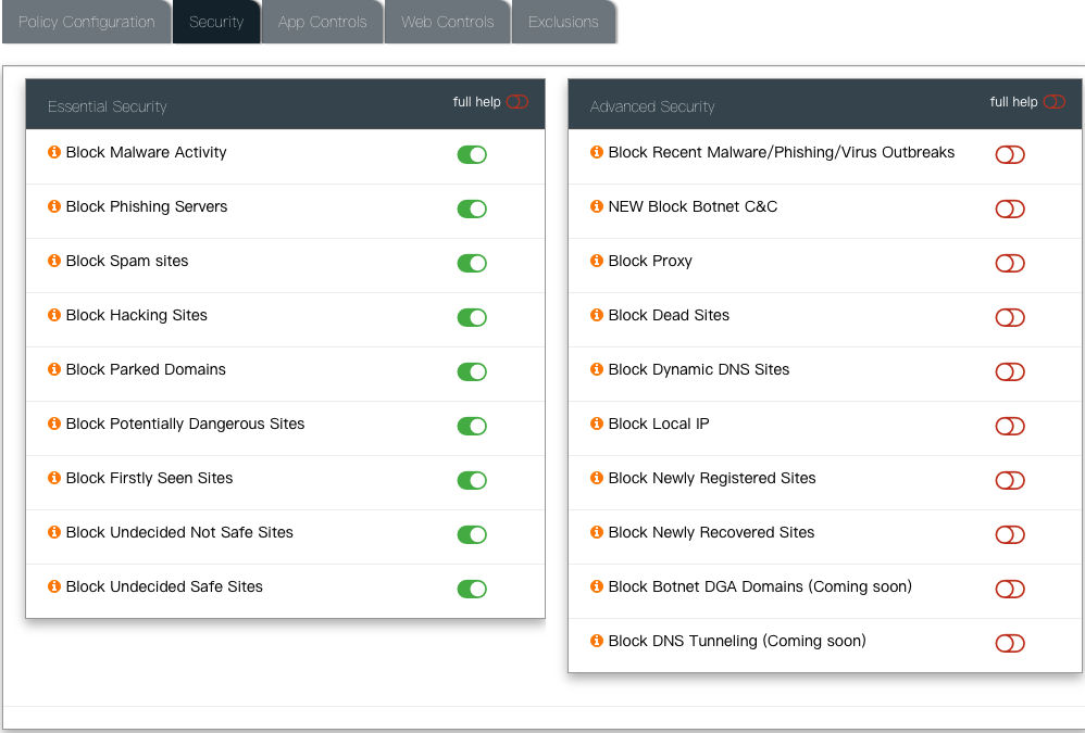 安全策略页面