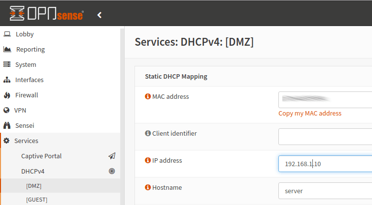 DHCP静态主机名