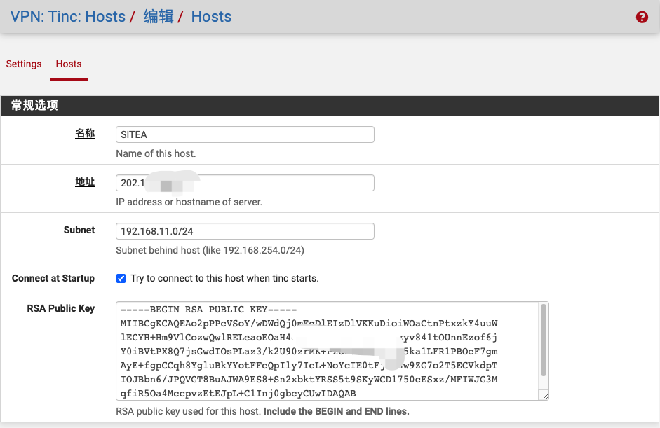 SITEB 添加远程主机 SITEA
