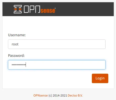 OPNsense Web 登录界面