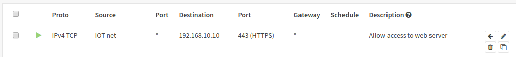 允许跨 VLAN 访问 Web 服务器的规则
