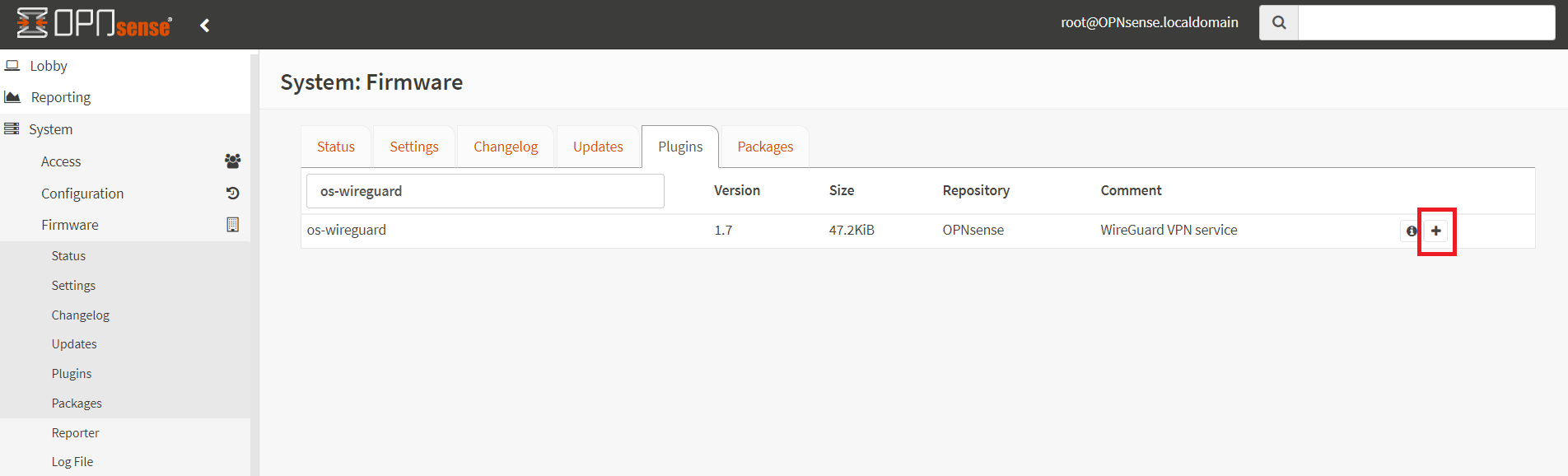 OPNsense 上的 WireGuard 插件安装