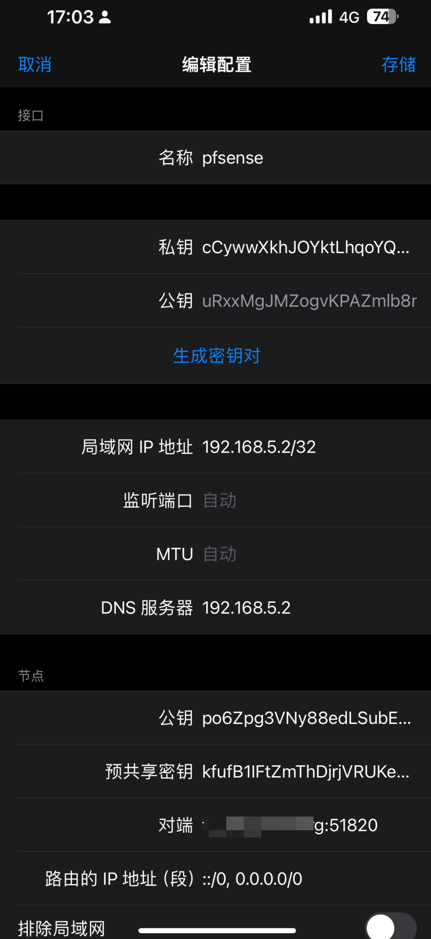 手机客户端WireGuard配置详情