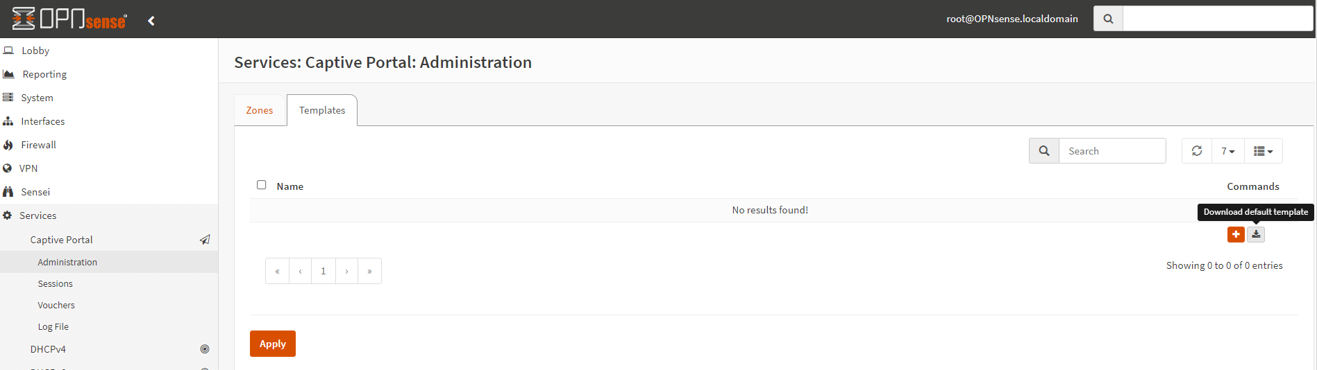 在 OPNsense 上下载 Captive Portal 默认模板 在 OPNsense 上下载 Captive Portal 默认模板