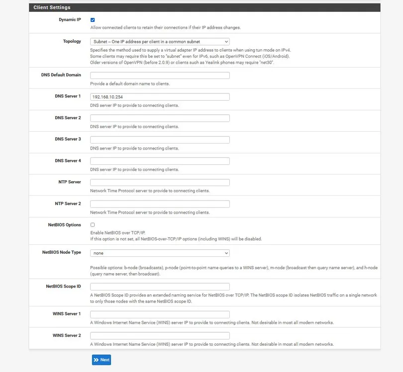 pfSense 向导客户端设置