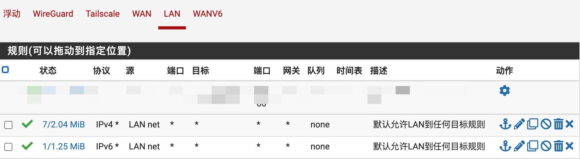 LAN选项卡允许IPv6流量