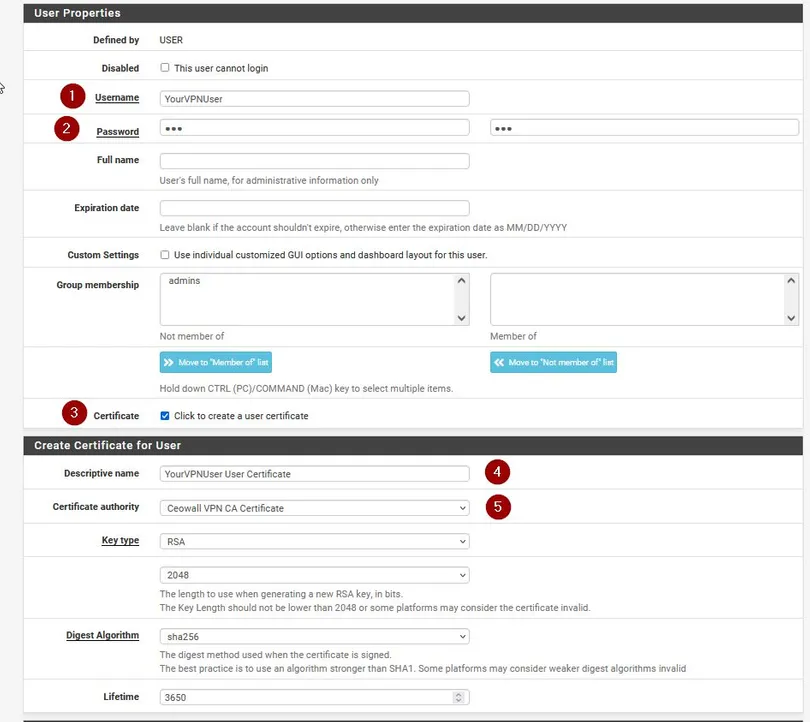 在 pfSense 上创建 OpenVPN 用户