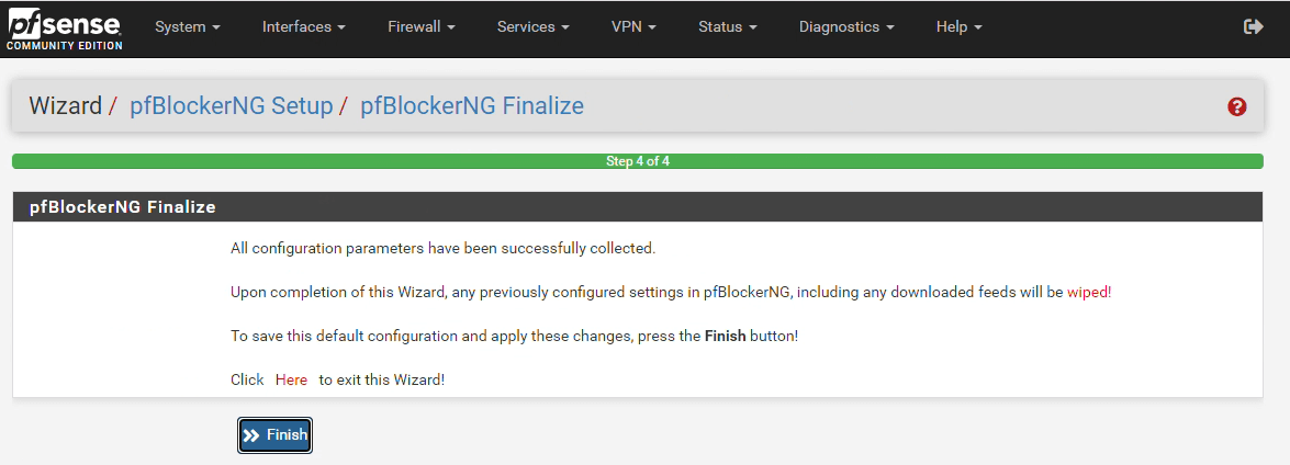 pfBlockerNG 初始配置完成