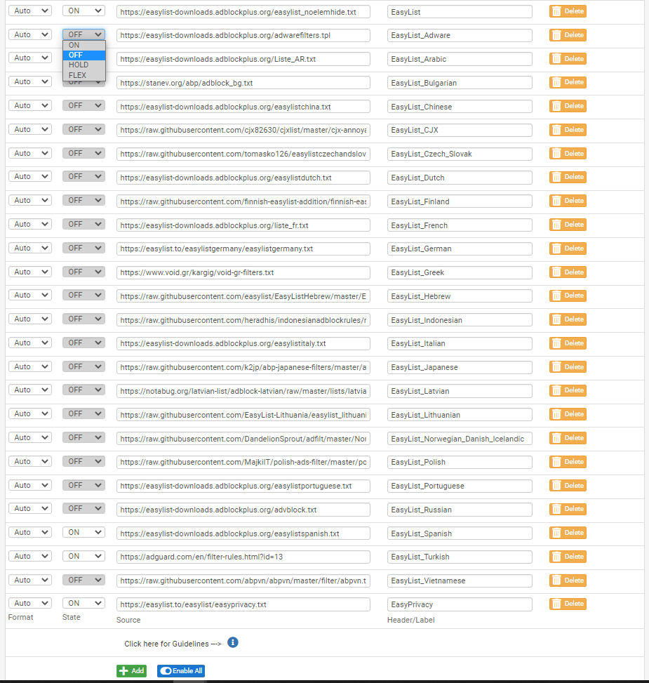 EasyList 组的 DNSBL 源定义